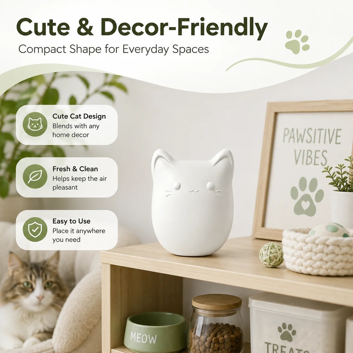 Cat Litter Box Odor Eliminator Rechargeable Air Purifier