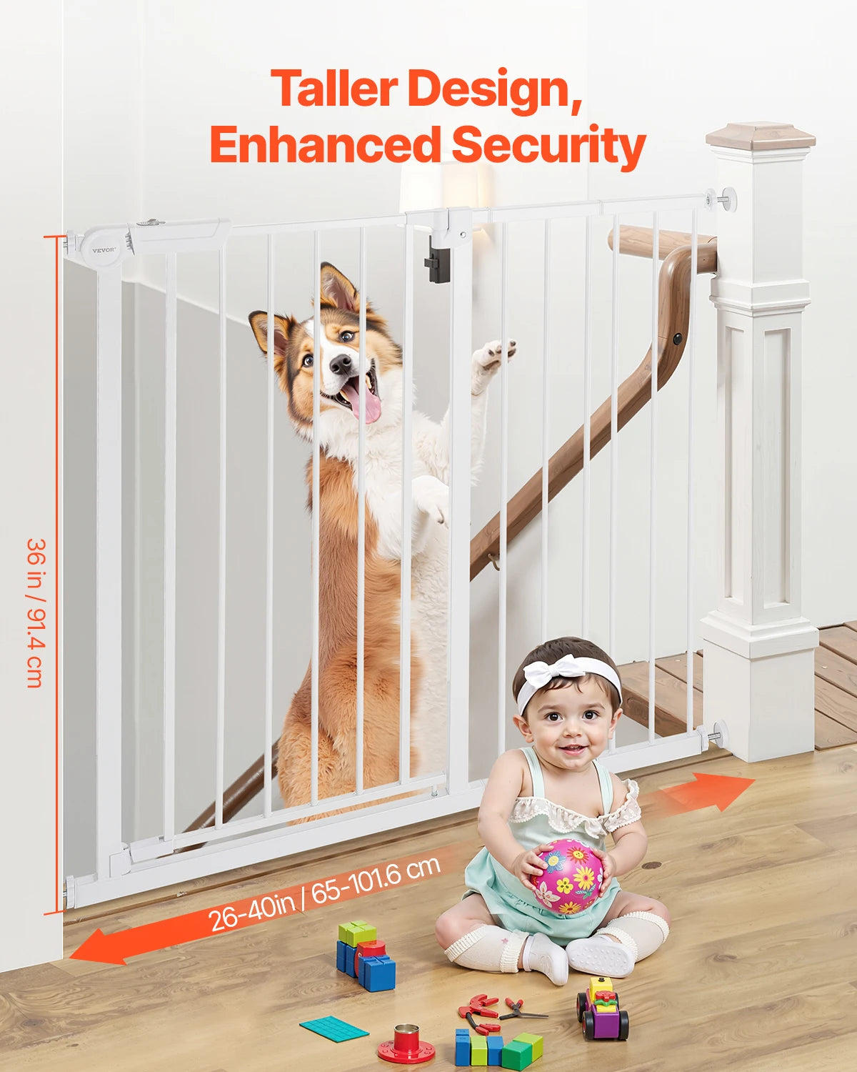 SucceBuy Stainless Steel Pressure Mount Baby Pet Security Gate