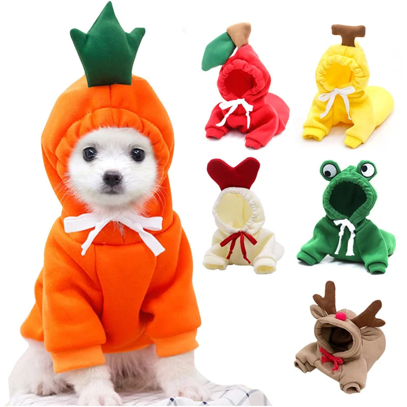 Cute Fruit Frog Pet Hoodie Costume for Dogs and Cats