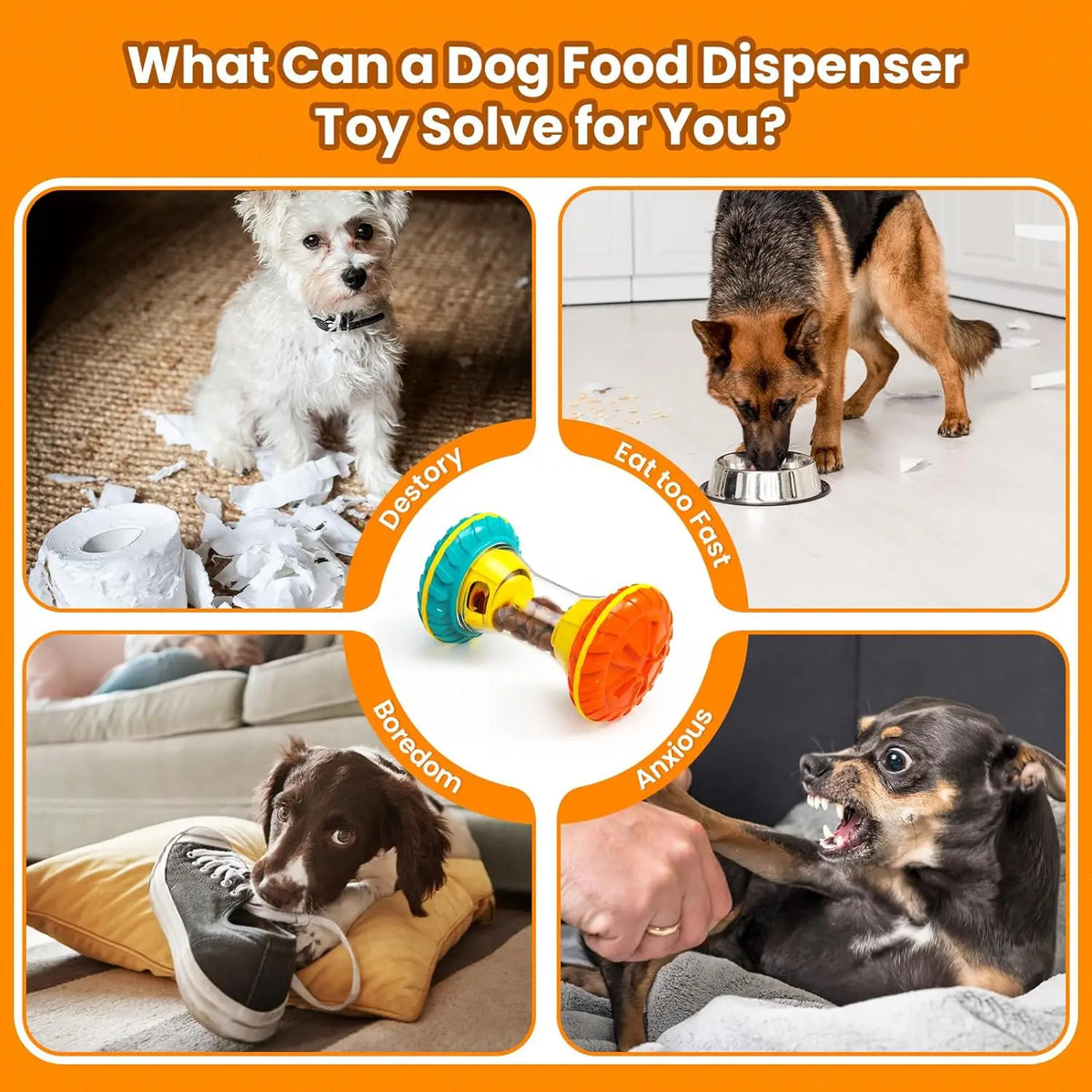 Interactive Dog Puzzle Toy Treat Dispenser Slow Feeder For Enrichment