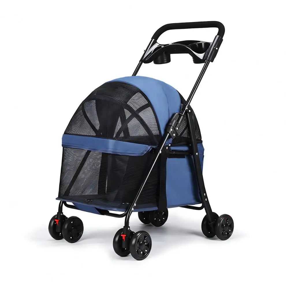 Folding Pet Stroller With Four Wheels And Visible Window