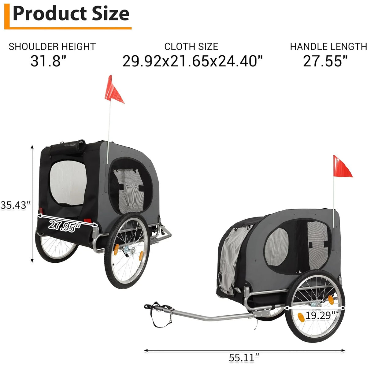 HiMISS Dog Bike Trailer And Jogging Stroller With Ventilated Mesh