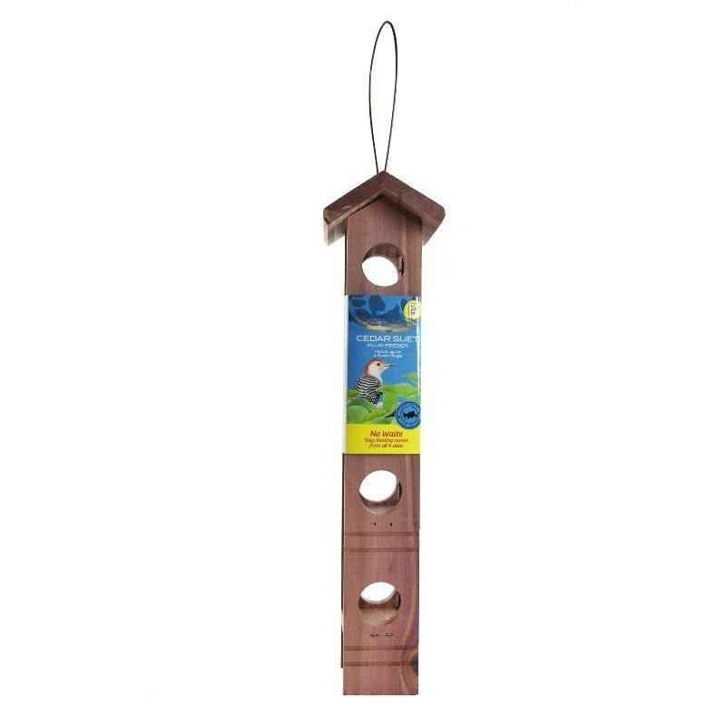 Red Cedar Wild Bird Suet Plug Feeder For Outdoor Feeding