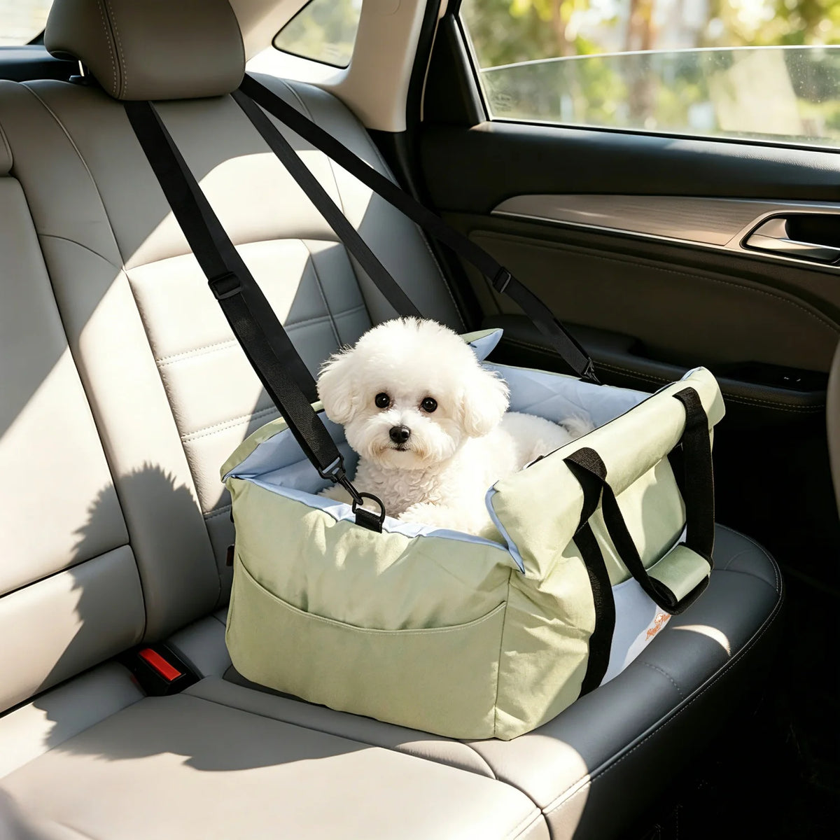 Pet Car Seat Carrier With Safety Belt And Storage Pocket