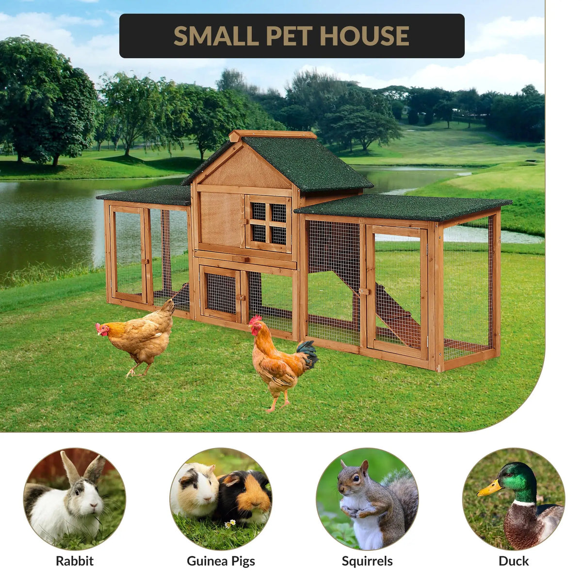 HiMISS Two Story Outdoor Rabbit Hutch With Ramp And Tray