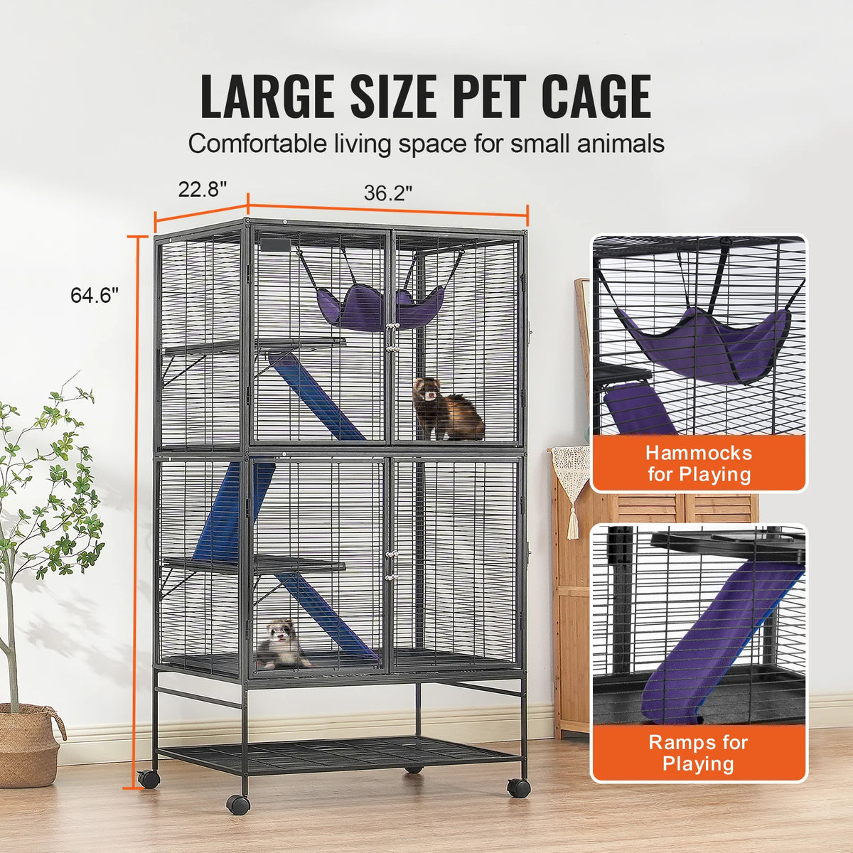 SucceBuy 4 Tier Rolling Metal Wire Small Animal Cage