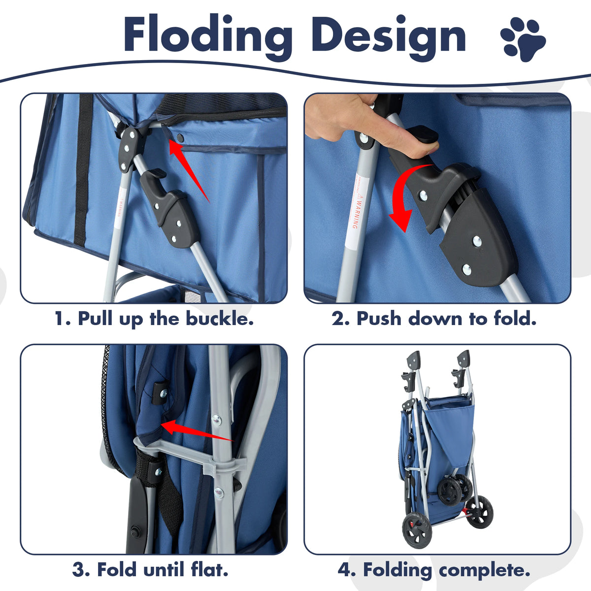 Three Wheel Foldable Pet Stroller For Small Dogs And Cats