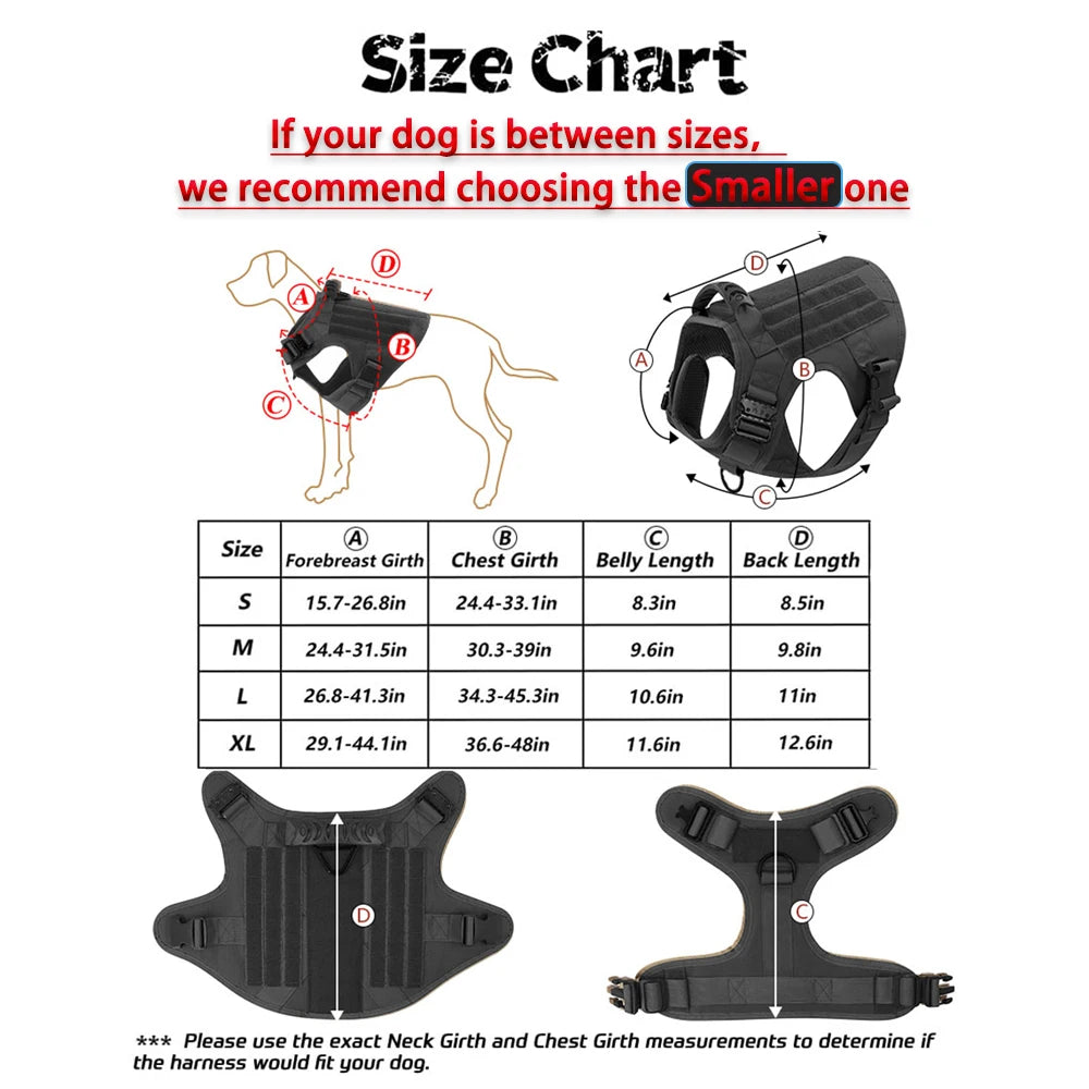 Petavel Tactical Dog Harness With Molle Pockets For Training