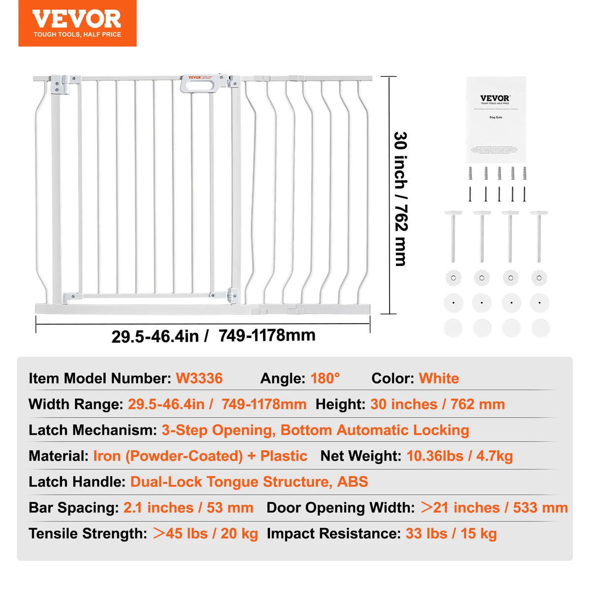 SucceBuy Stainless Steel Pressure Mount Baby Pet Security Gate