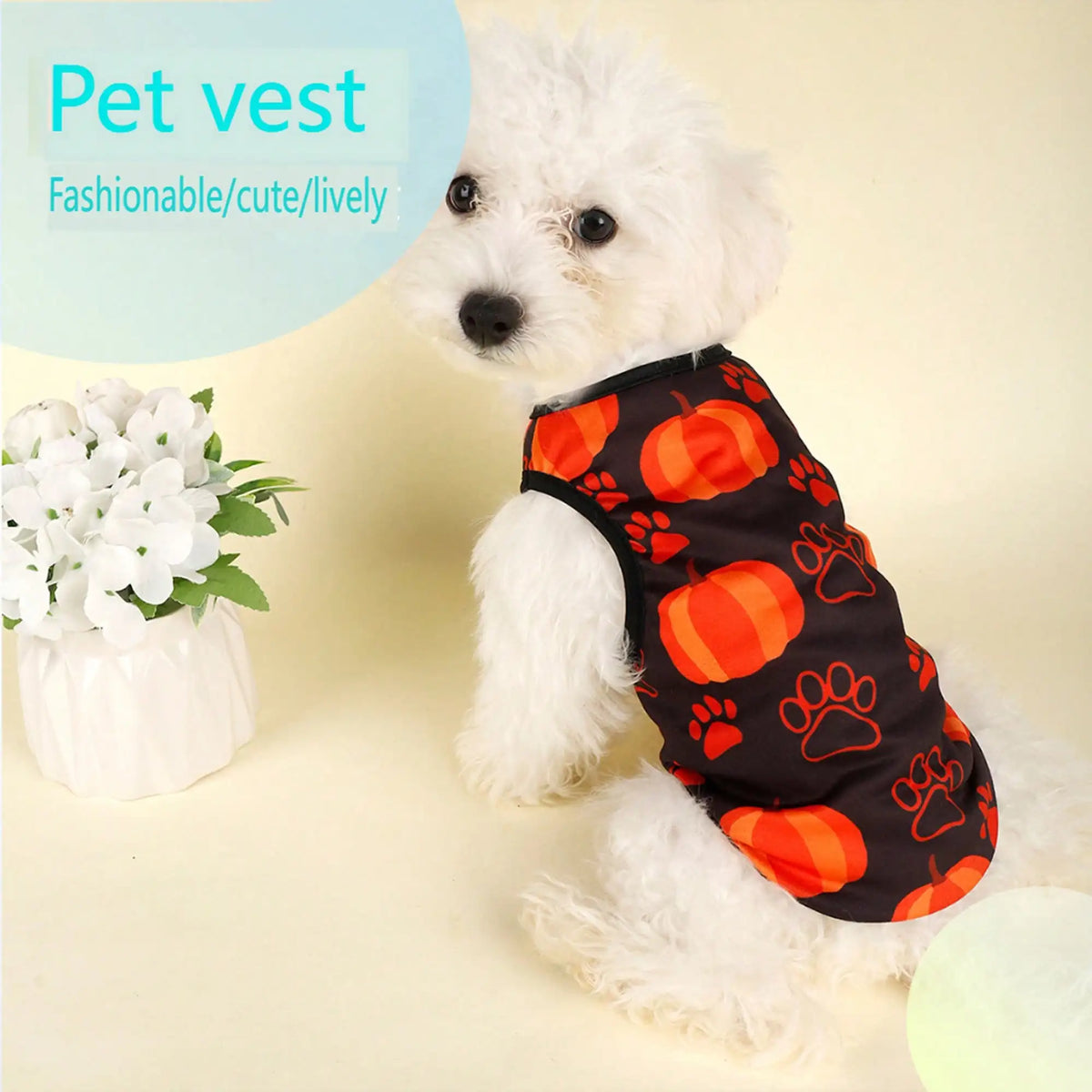 Funny Pumpkin Print Dog Shirt Holiday Festival Party Costume Apparel