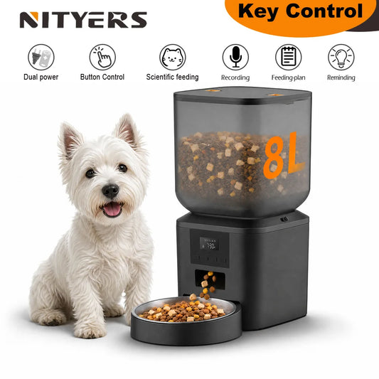 Nityers Automatic Pet Food Dispenser With Stainless Steel Bowl