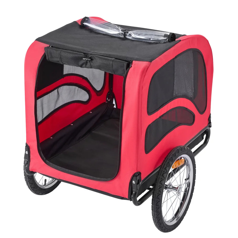 Foldable Dog Bike Trailer With Quick Release Wheels And Safety Features