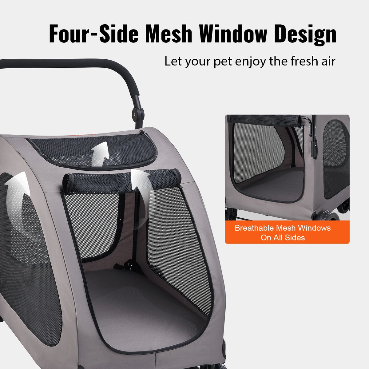SucceBuy Portable Pet Stroller Carrier With Breathable Mesh Windows