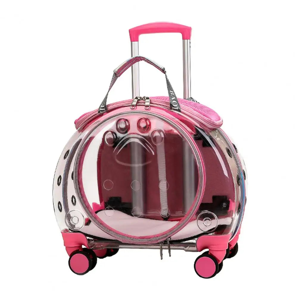 Portable Pet Trolley Carrier With Clear Ventilation And Silent Wheels