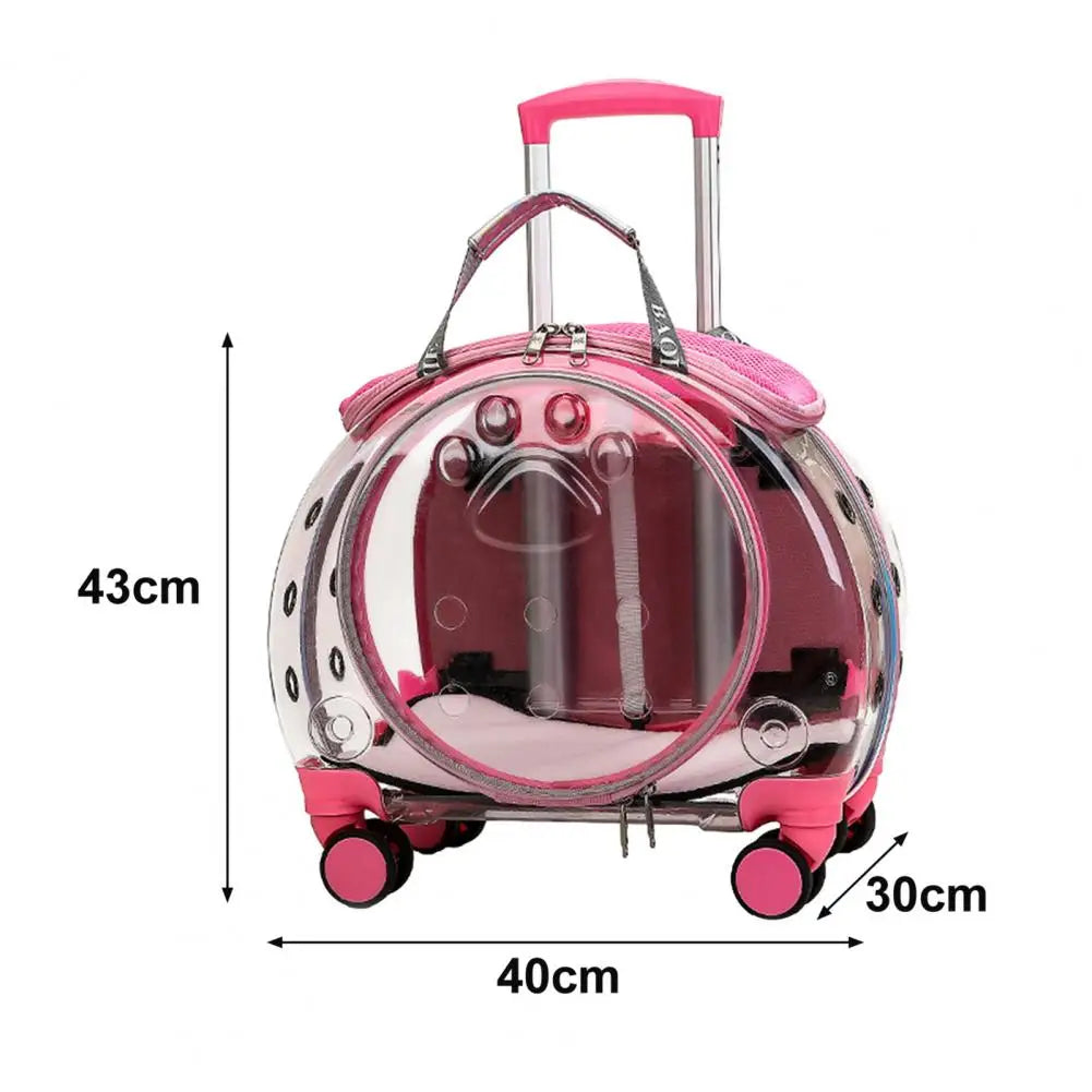 Portable Pet Carrier Backpack With Clear Ventilation And Silent Wheels