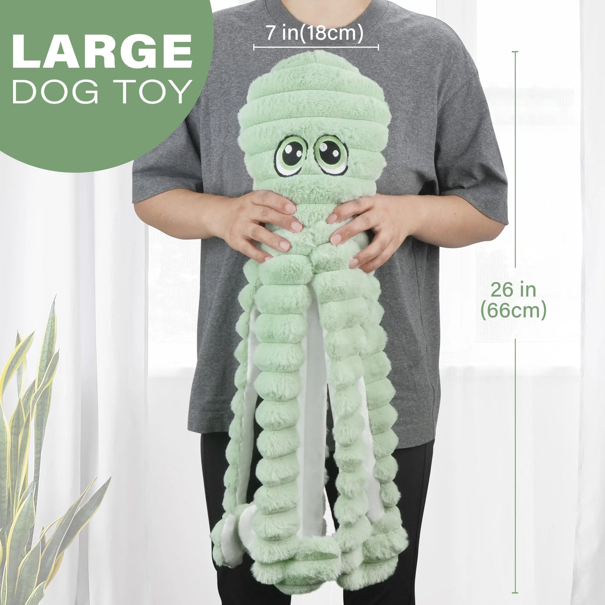 Octopus Squeaky Plush Dental Chew Toy For Interactive Dogs