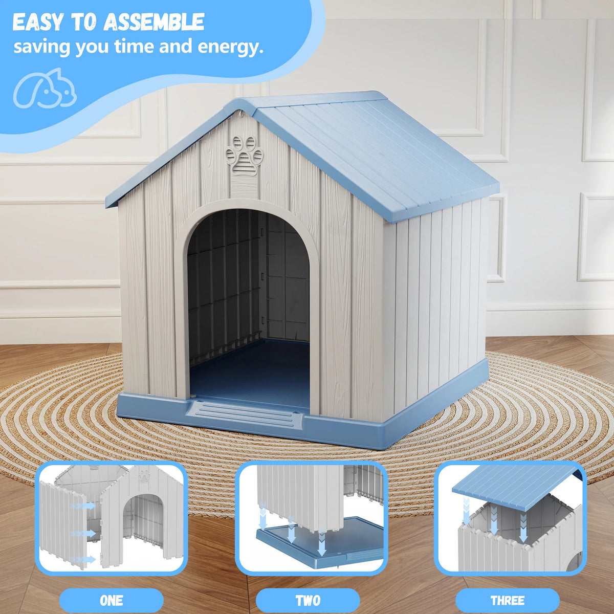 All Weatherproof Plastic Dog House For Indoor Outdoor Pet Shelter
