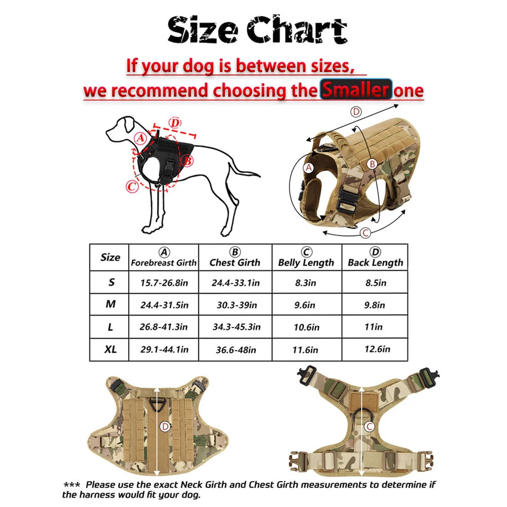 Pettravel Tactical Dog Harness Leash Set With Quick Release Handle