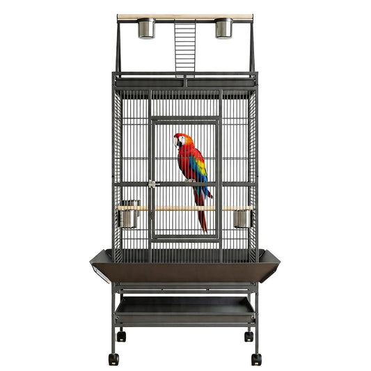HiMISS Large Bird Cage With Rolling Stand And Play Top