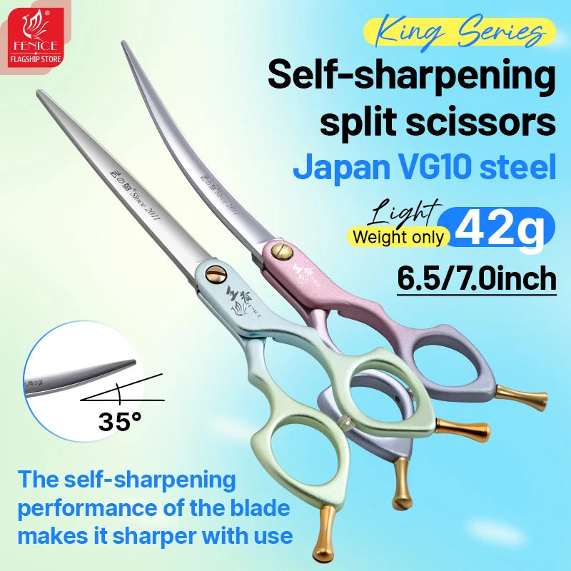 Fenice VG10 Steel Curved Dog Grooming Shears for Professional Cutting
