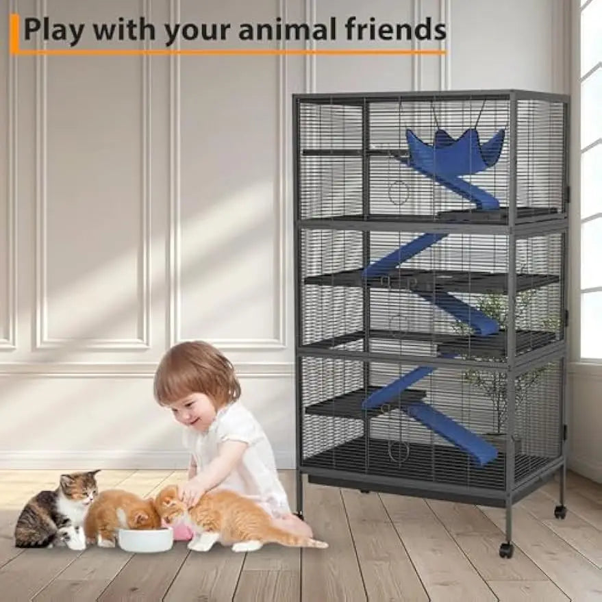 Garvee Durable Four Tier Rolling Metal Small Animal Cage