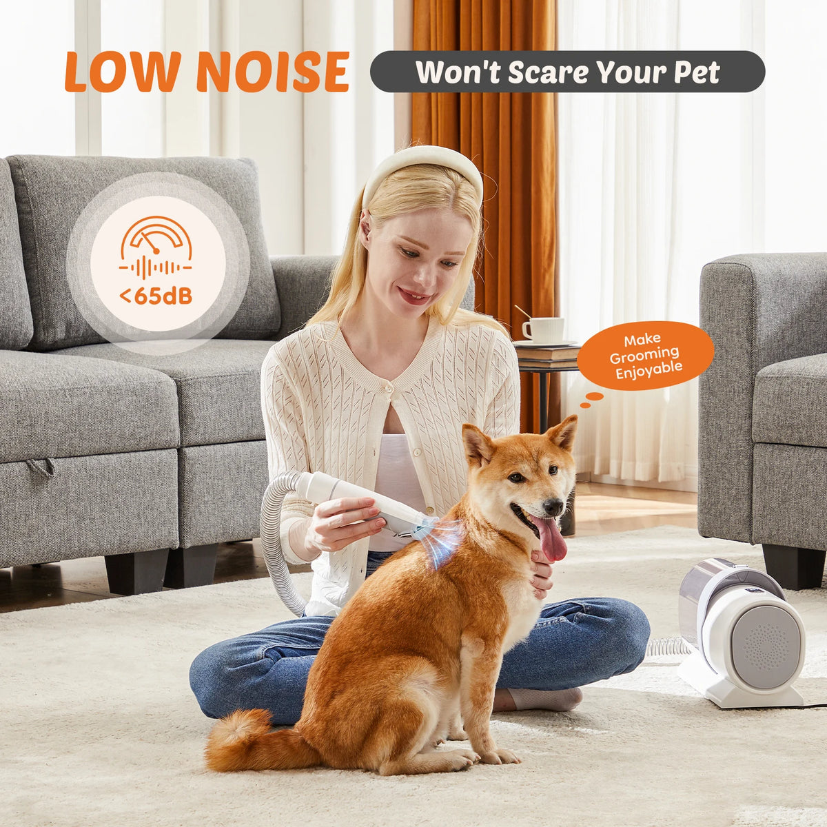 Sweetcrispy Pet Grooming Vacuum Kit With Low Noise Cordless Clipper