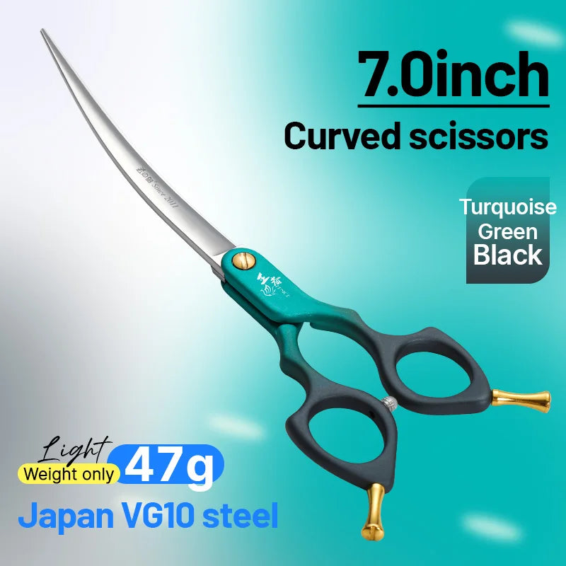 Fenice VG10 Steel Curved Dog Grooming Shears for Professional Cutting
