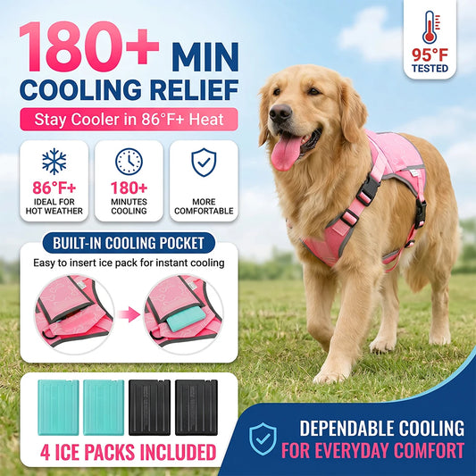 Dog Cooling Vest With Replaceable Freezer Packs for Outdoor Walks