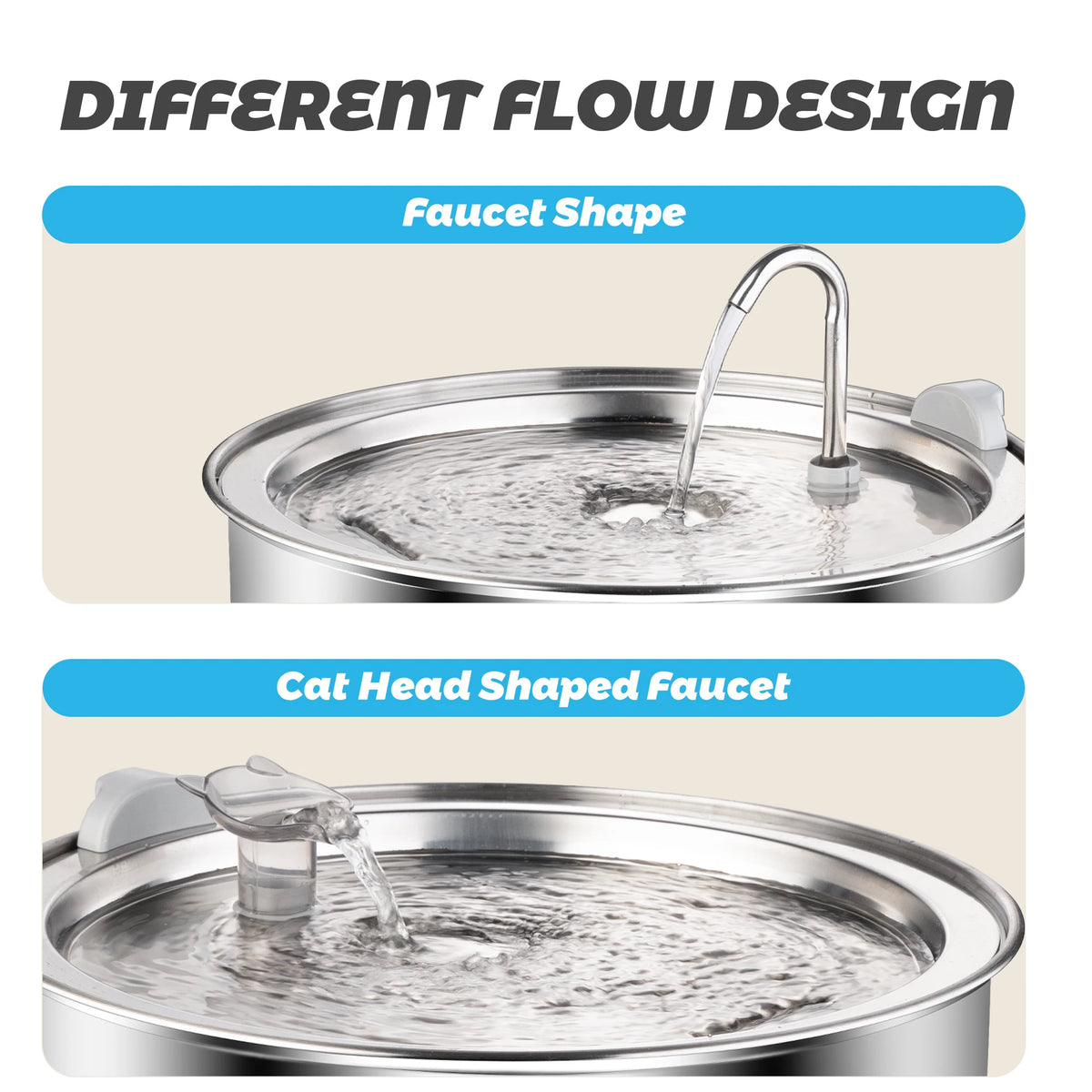 Stainless Steel Water Fountain With Filter For Cats And Dogs