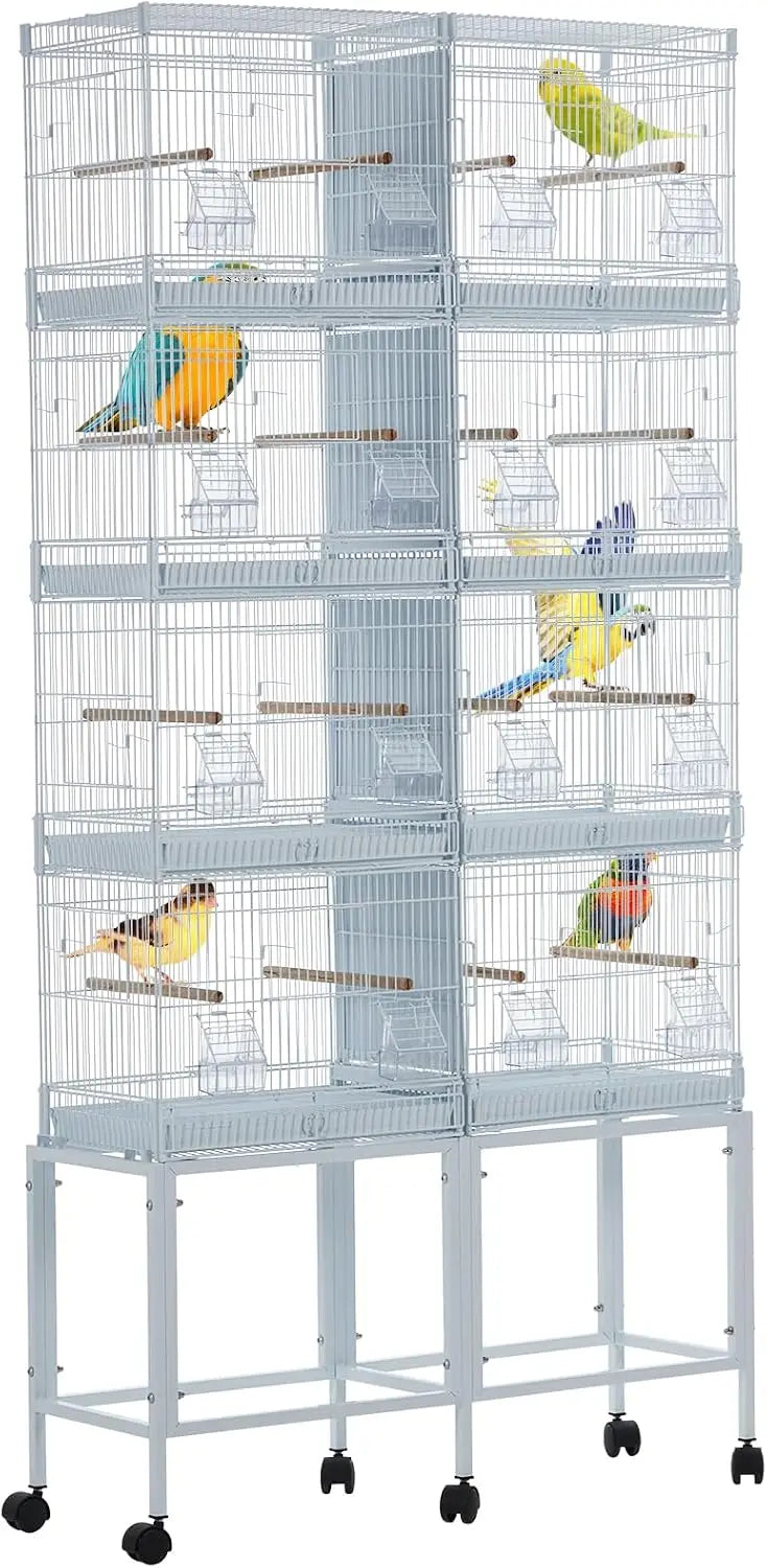 Stackable Flight Birdcage With Storage Shelf And Locking Casters