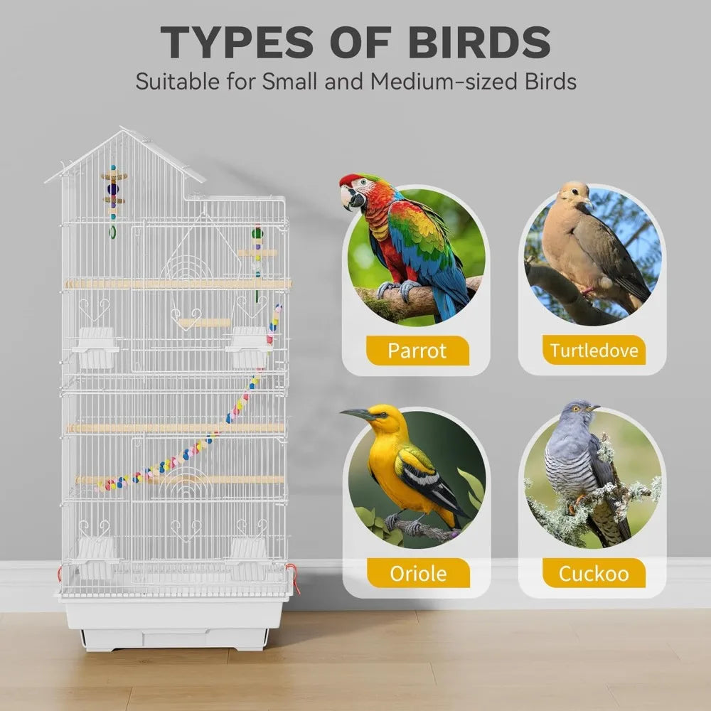 Stainless Steel Bird Cage With Rolling Stand And Roof Access