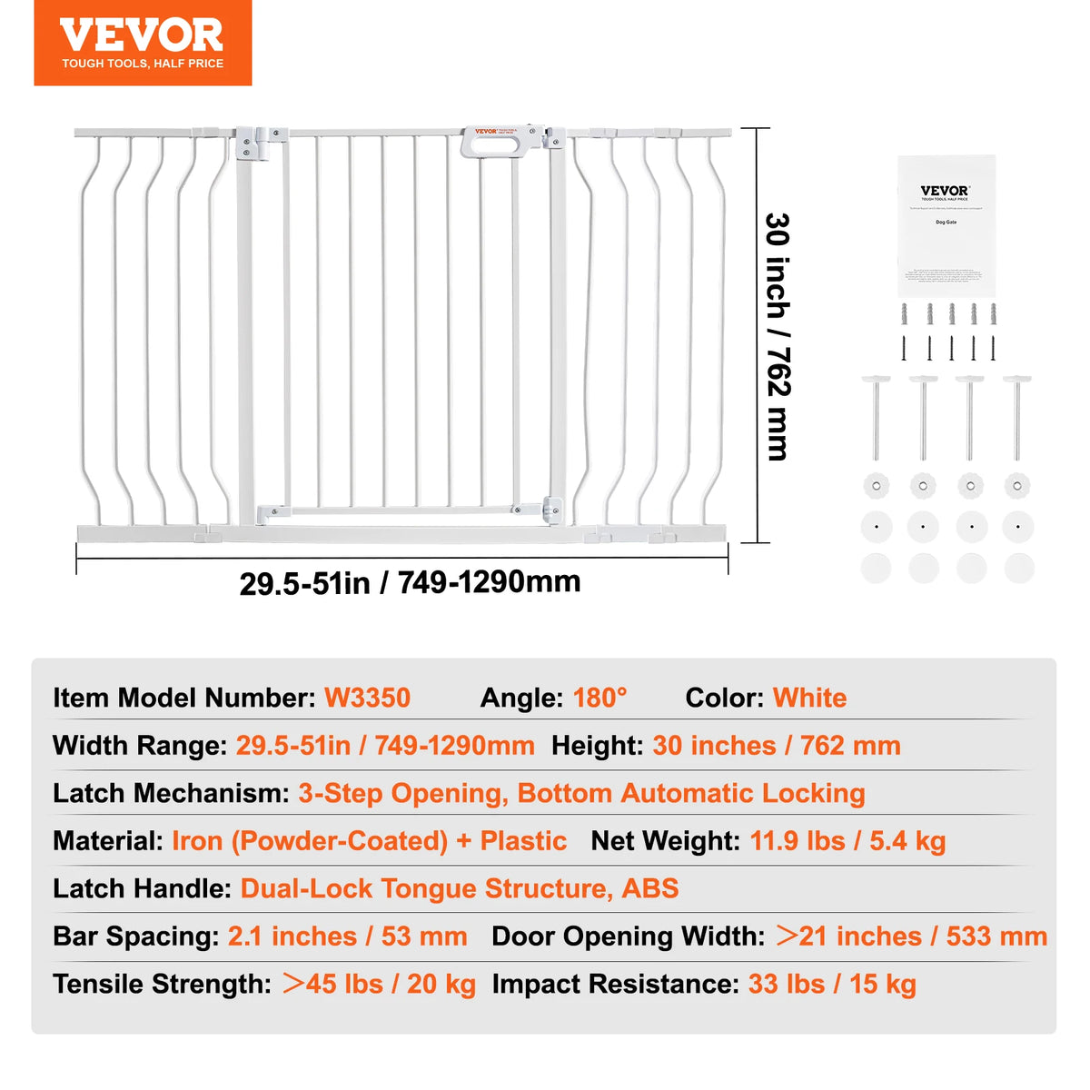 SucceBuy Stainless Steel Pressure Mount Baby Pet Security Gate