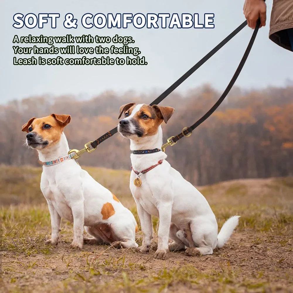Genuine Leather Hands Free Adjustable Multi Function Dog Leash