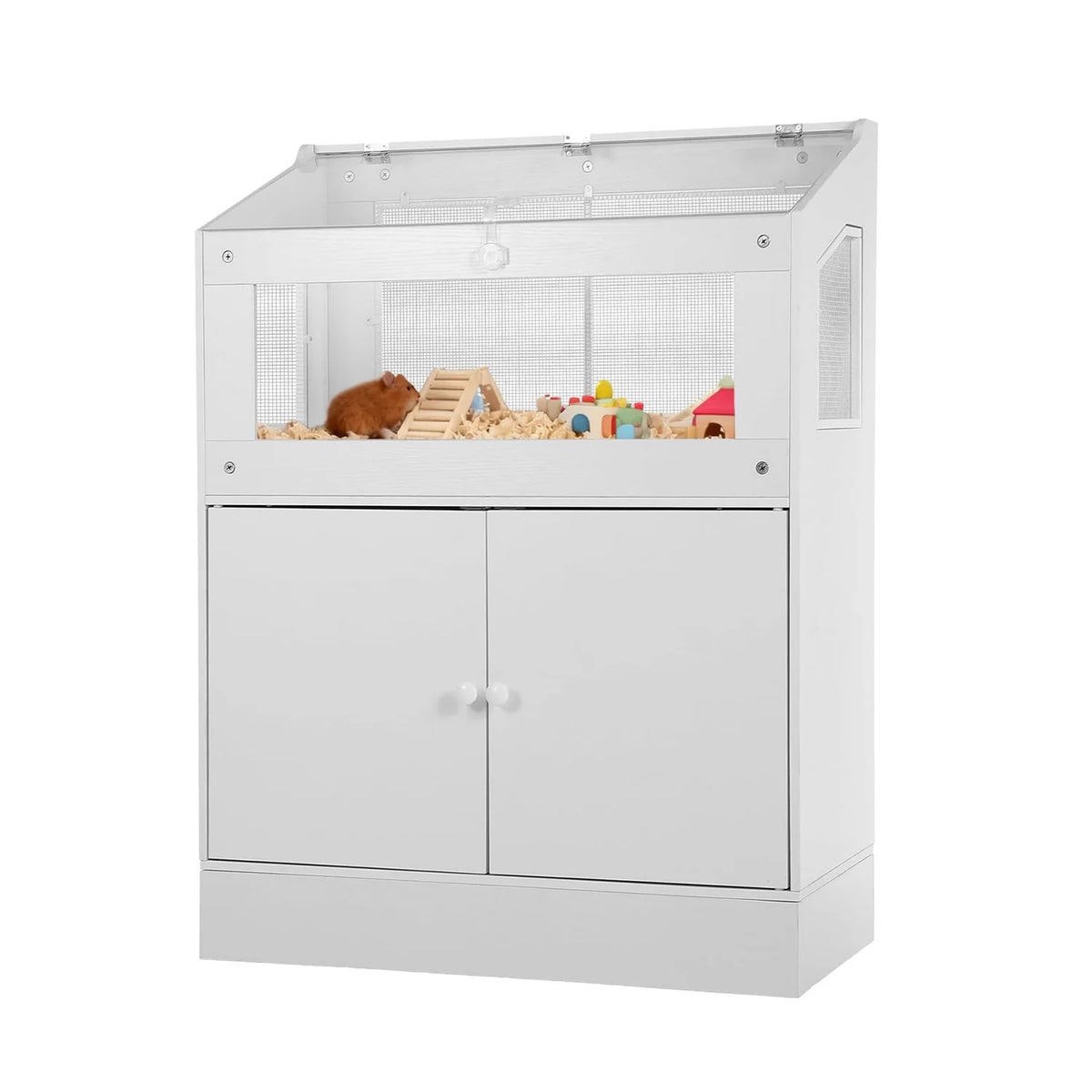 HiMISS Ventilated Acrylic Small Pet Cage With Storage Cabinet