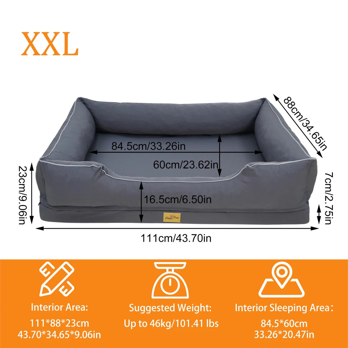 Bingopaw Orthopedic Dog Bed With Removable Foam Base Cover
