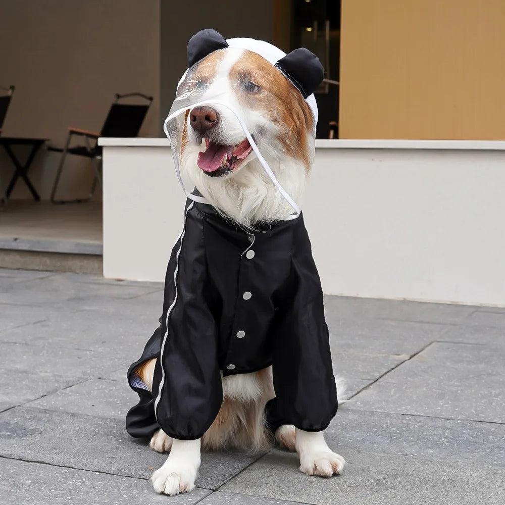 Waterproof Cartoon Puppy Raincoat with Reflective Hood for Pets