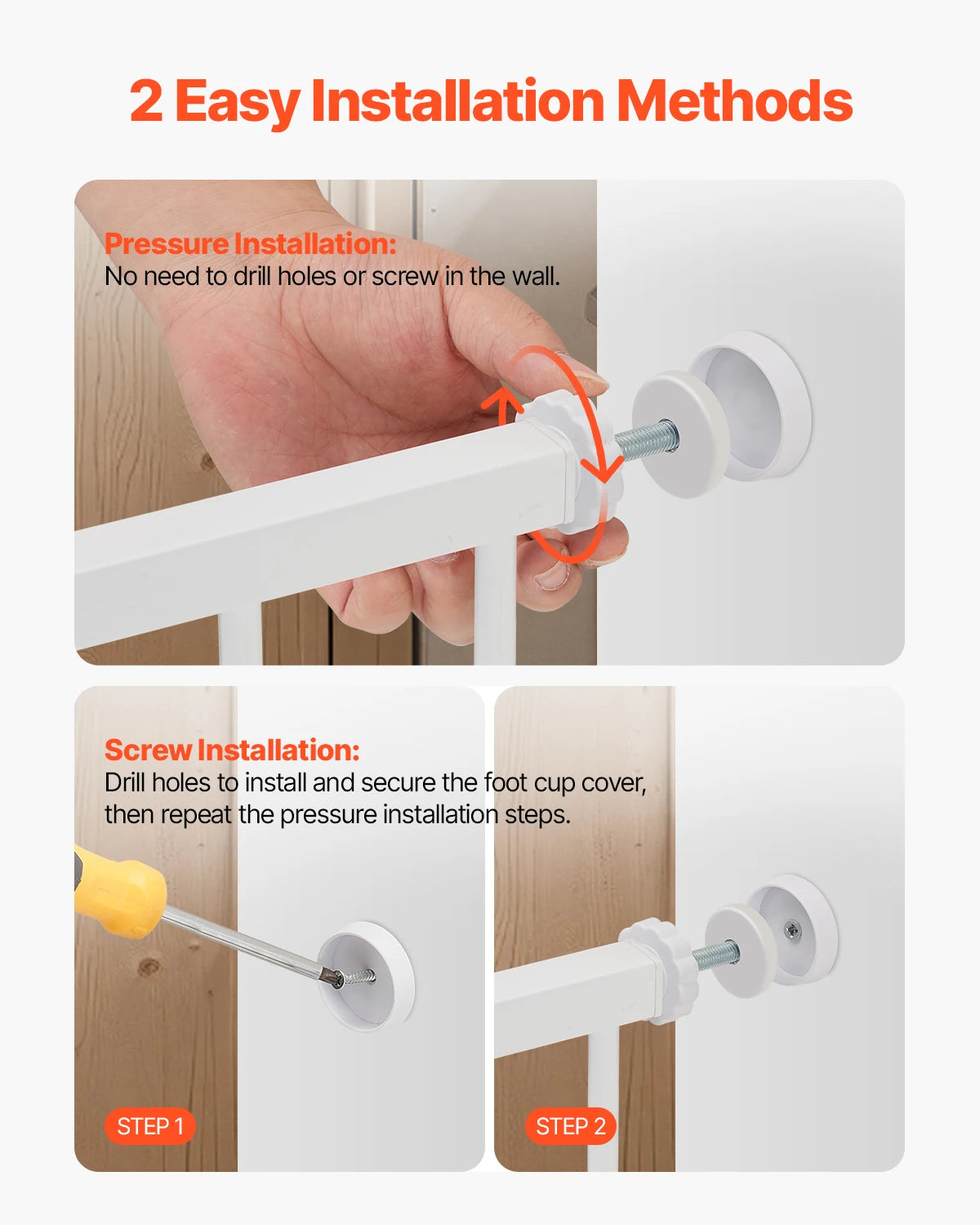 SucceBuy Stainless Steel Pressure Mount Baby Pet Security Gate