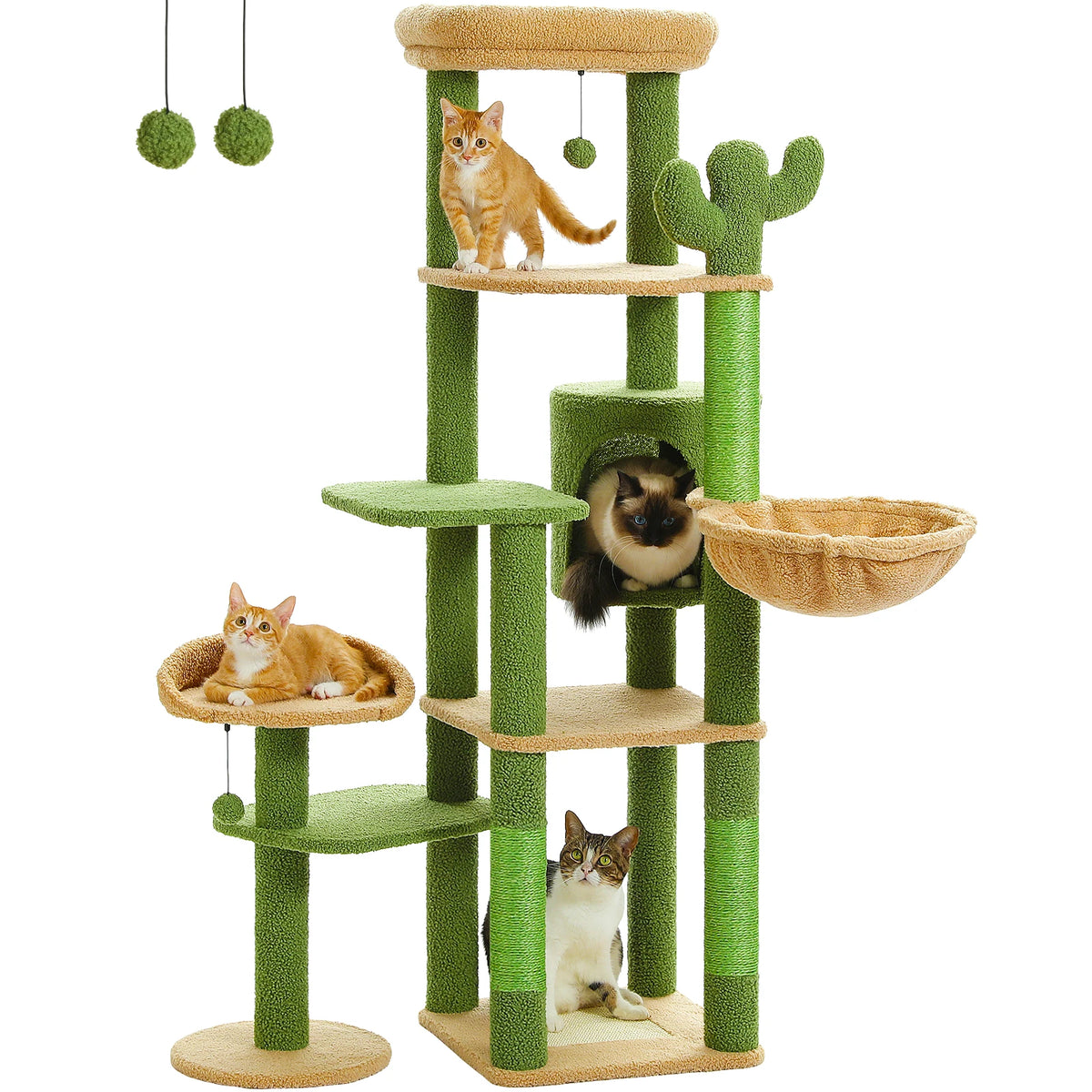 PEQULTI Large Indoor Cat Tower With Scratching Posts And Hammock