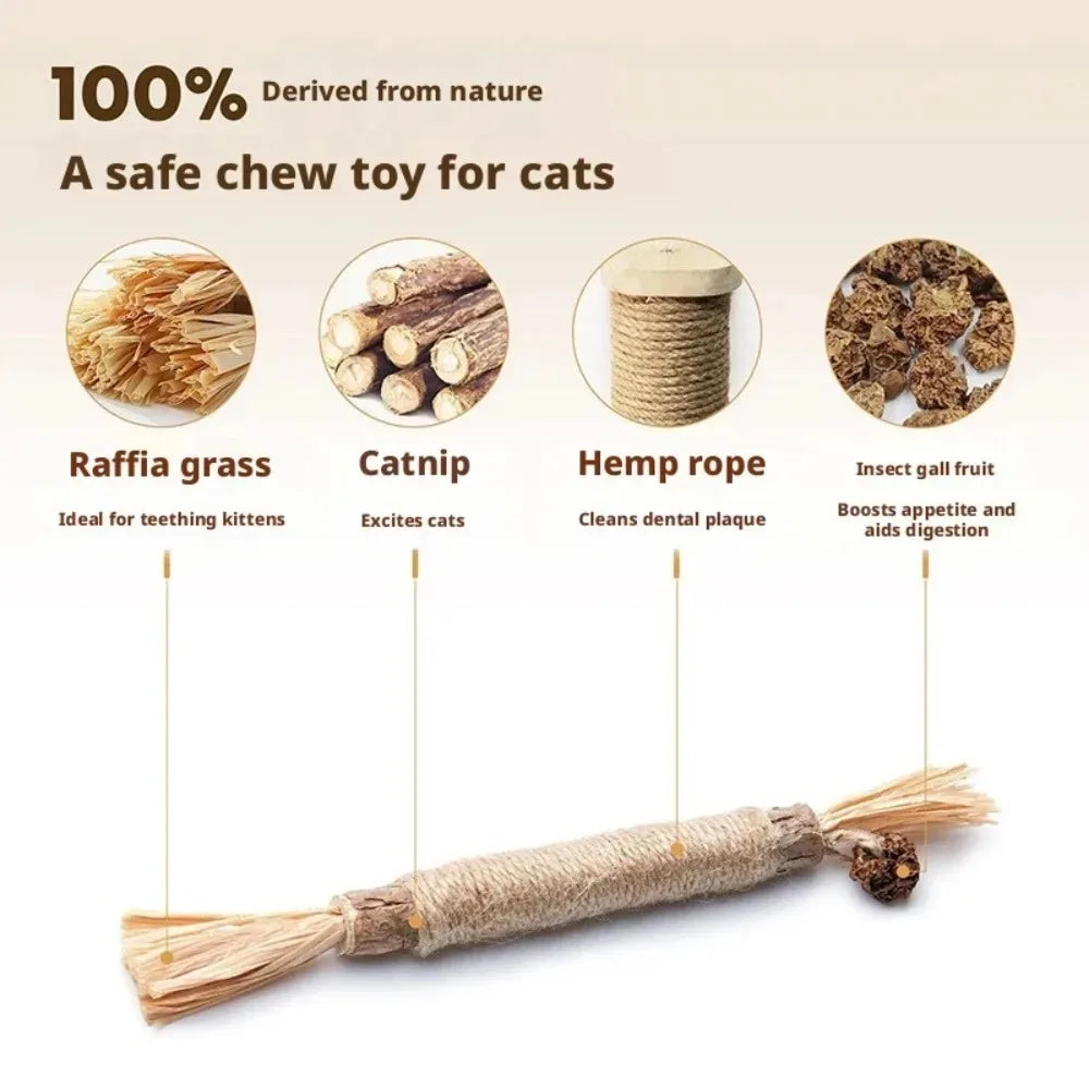 Silvervine Raffia Dental Chew Stick Toy for Cats and Dogs