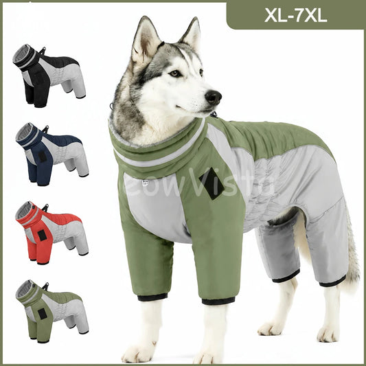 MeowVista Four Legged Warm Winter Dog Snowsuit for Large Dogs