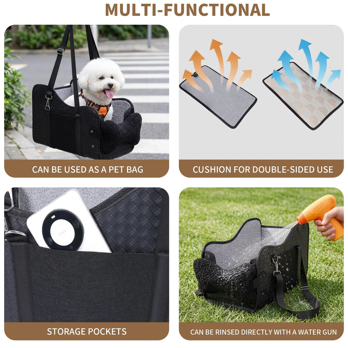 Pet Car Booster Seat For Small Dogs With Safety Leash
