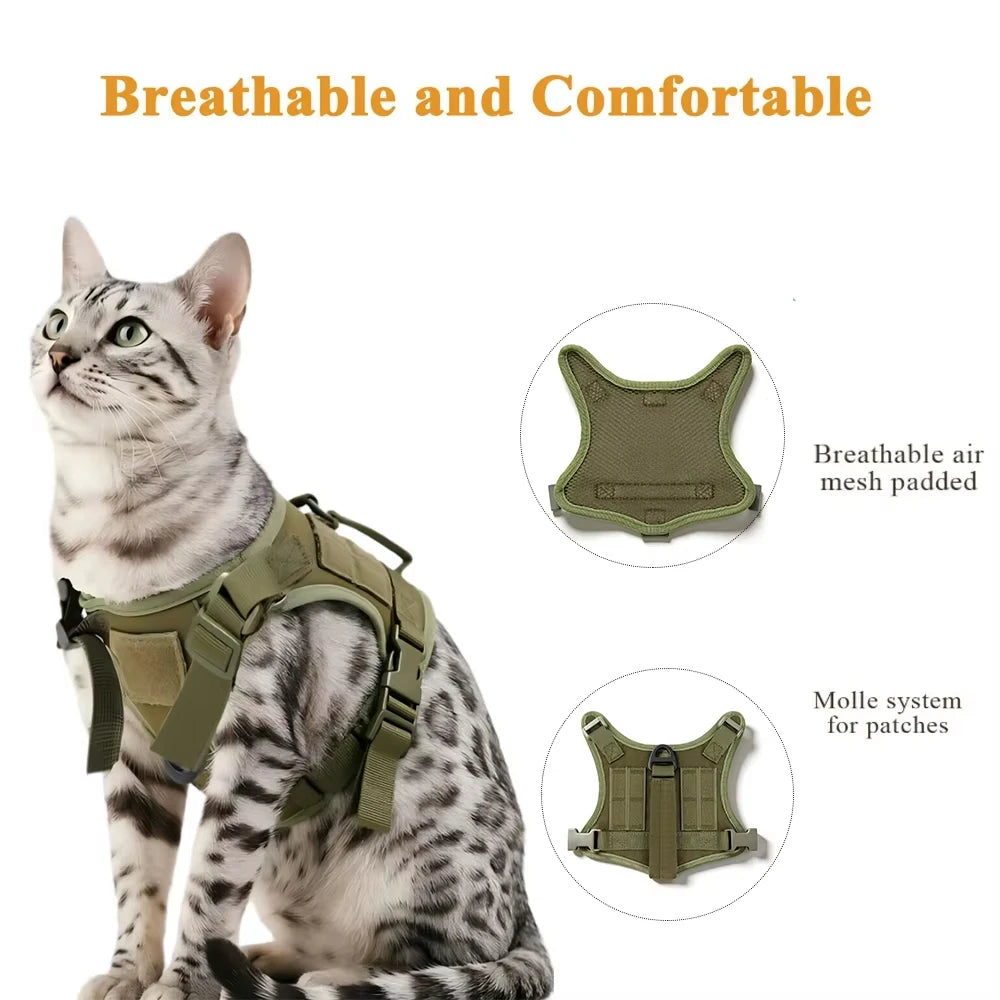 Petravel Escape Proof Tactical Cat Harness With Leash Set