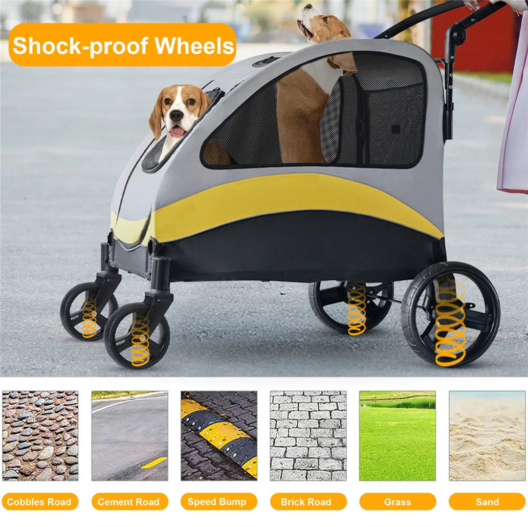 Foldable Four Wheel Pet Stroller Pram For Dogs All Breeds