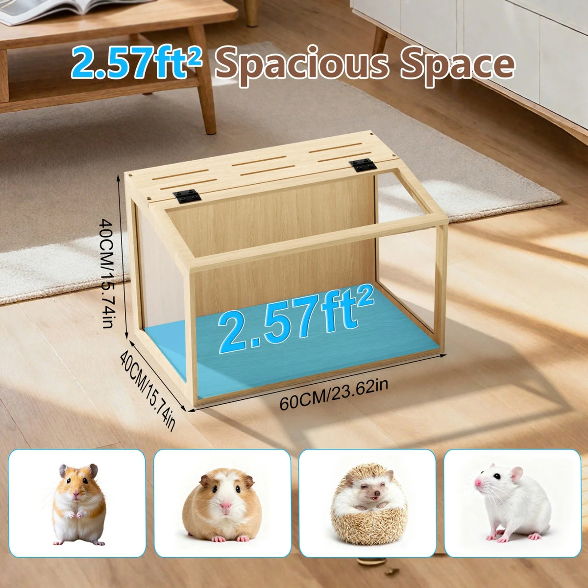 Chewproof Wooden Hamster Habitat Featuring Tempered Glass And Led Lighting