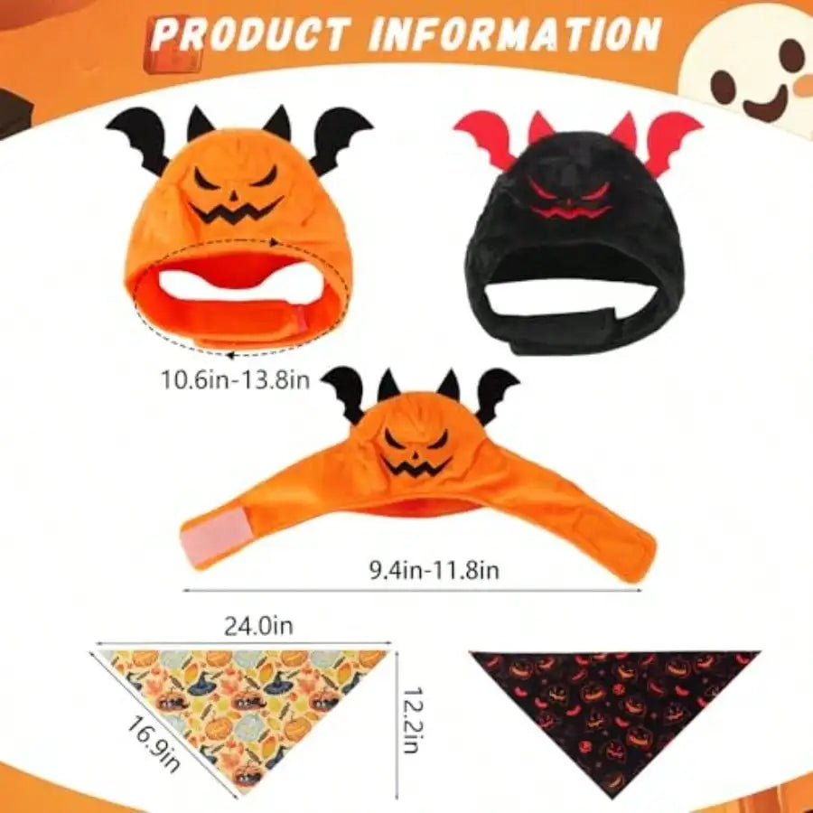 Halloween Cat Costume Set With Pumpkin, Bat And Festive Scarves