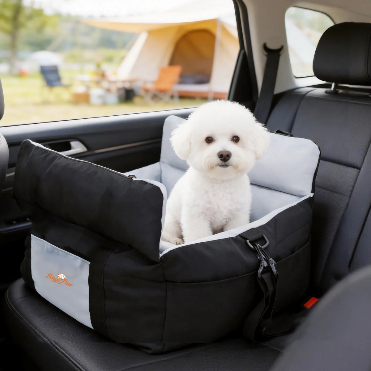 Pet Car Seat Carrier With Safety Belt And Storage Pocket