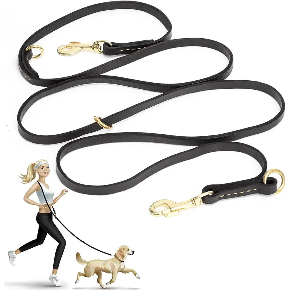 Genuine Leather Hands Free Adjustable Multi Function Dog Leash