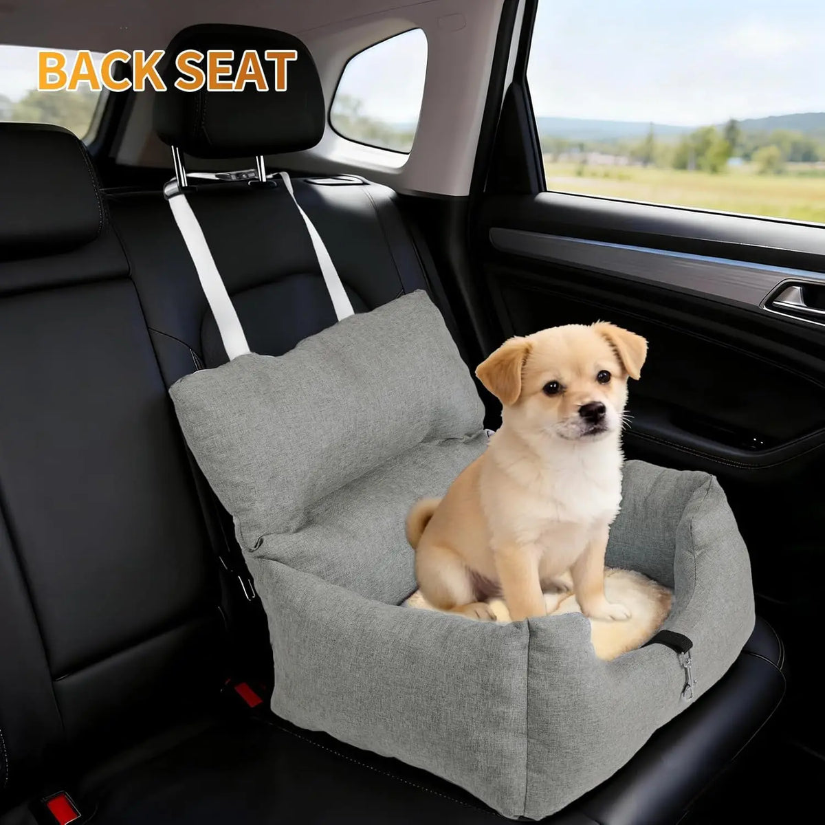 HiMISS Elevated Dog Booster Car Seat Bed With Safety Tether