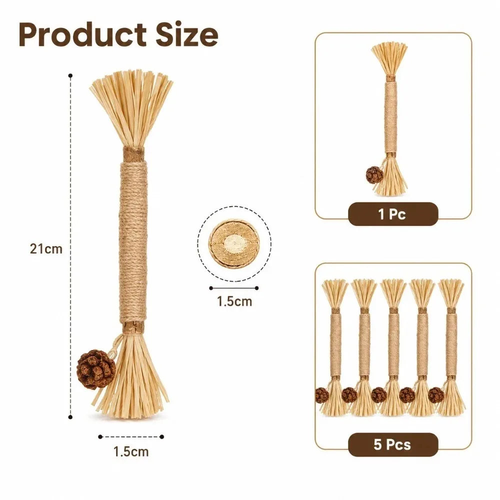Silvervine Raffia Dental Chew Stick Toy for Cats and Dogs