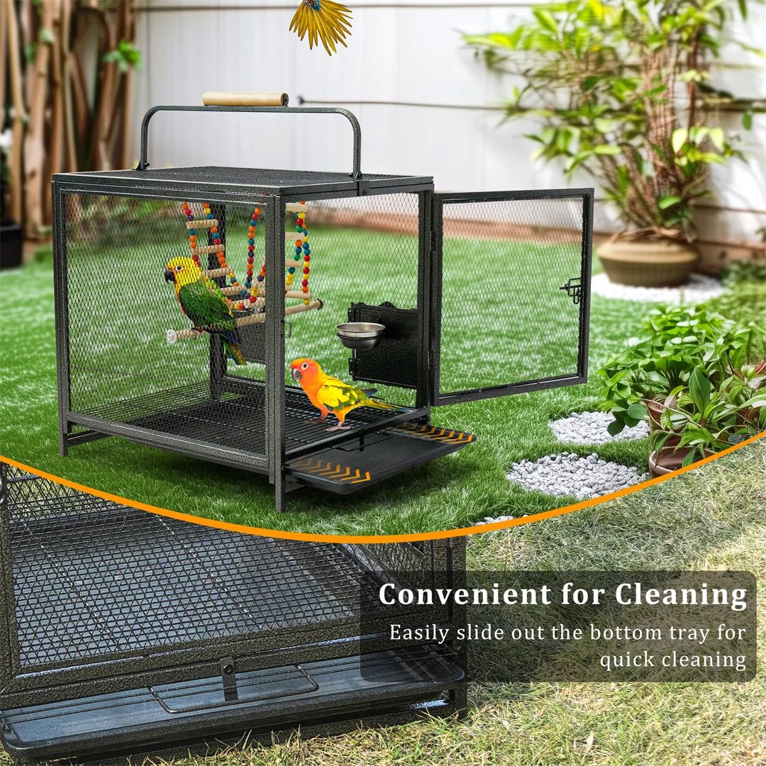 Portable Metal Bird Cage Playpen With Hammock Swing And Perches